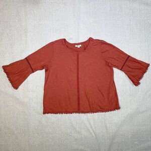 Style & Co | Petite Lantern-Sleeve Crochet-Trim Top | PXL